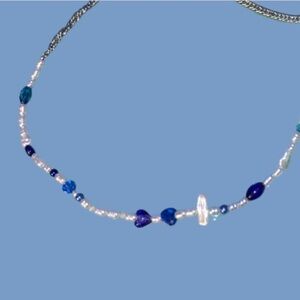 NWT Free People Oyster Pearl Beaded Belly Chain Belt 40" Blue Pearl Boho Gypsy